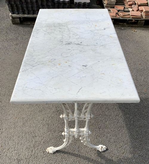 VICTORIAN CAST IRON PUB TABLE WITH MARBLE TOP - ADDITIONAL PHOTO 3