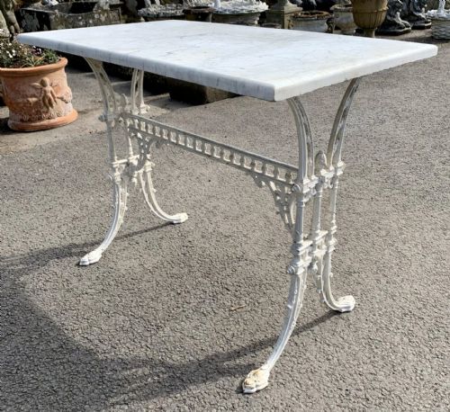 VICTORIAN CAST IRON PUB TABLE WITH MARBLE TOP - ADDITIONAL PHOTO 5