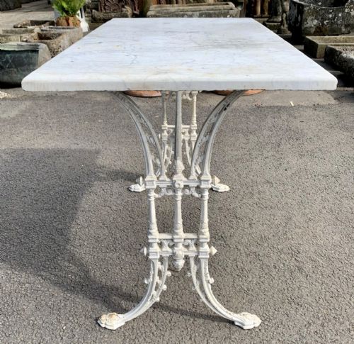 VICTORIAN CAST IRON PUB TABLE WITH MARBLE TOP - ADDITIONAL PHOTO 6