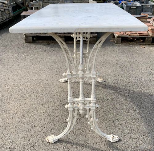 VICTORIAN CAST IRON PUB TABLE WITH MARBLE TOP - ADDITIONAL PHOTO 7