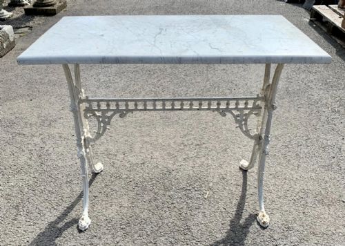 VICTORIAN CAST IRON PUB TABLE WITH MARBLE TOP - ADDITIONAL PHOTO 10