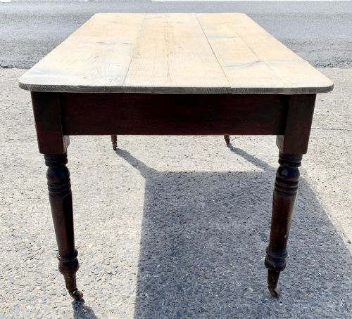 VICTORIAN PINE SCRUB TOP TABLE IN ORIGINAL STAINED FINISH - ADDITIONAL PHOTO 6