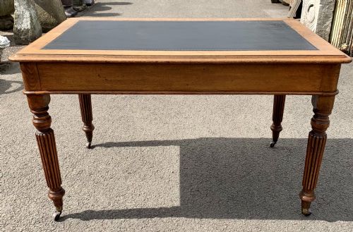 VICTORIAN OAK WRITING TABLE WITH ORIGINAL LEATHER INSERT - ADDITIONAL PHOTO 8