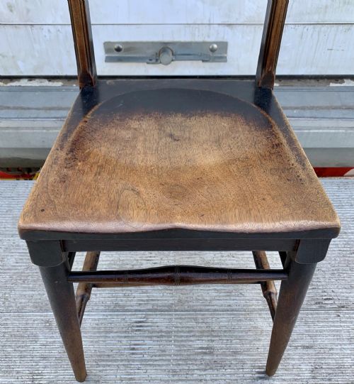 SET OF SIX VICTORIAN MAHOGANY BOW BACK KITCHEN CHAIRS IN ORIGINAL FINISH - ADDITIONAL PHOTO 3