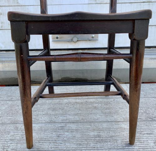 SET OF SIX VICTORIAN MAHOGANY BOW BACK KITCHEN CHAIRS IN ORIGINAL FINISH - ADDITIONAL PHOTO 4