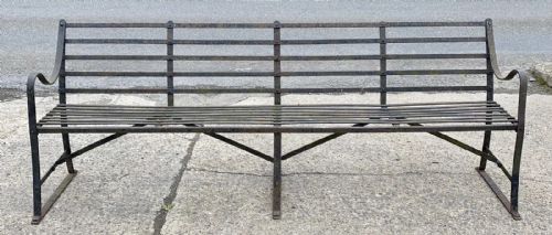 REGENCY WROUGHT IRON STRAPWORK GARDEN BENCH - ADDITIONAL PHOTO 1