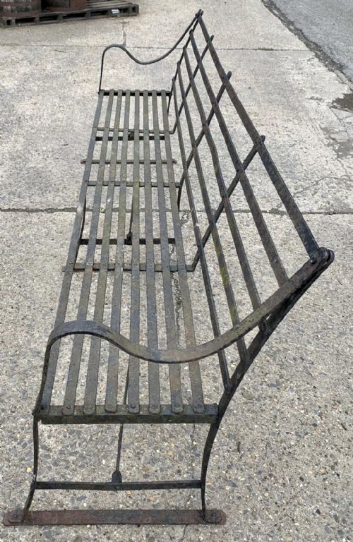 REGENCY WROUGHT IRON STRAPWORK GARDEN BENCH - ADDITIONAL PHOTO 2