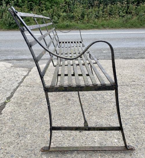 REGENCY WROUGHT IRON STRAPWORK GARDEN BENCH - ADDITIONAL PHOTO 4