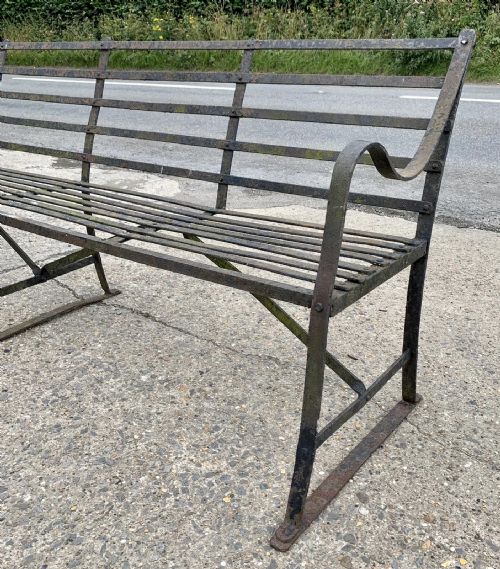 REGENCY WROUGHT IRON STRAPWORK GARDEN BENCH - ADDITIONAL PHOTO 5