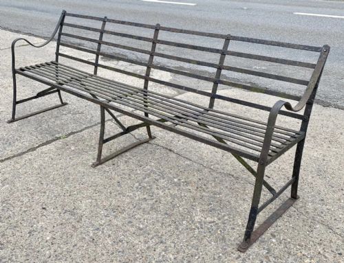 REGENCY WROUGHT IRON STRAPWORK GARDEN BENCH - ADDITIONAL PHOTO 6