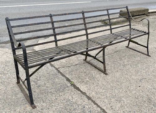 REGENCY WROUGHT IRON STRAPWORK GARDEN BENCH - ADDITIONAL PHOTO 7