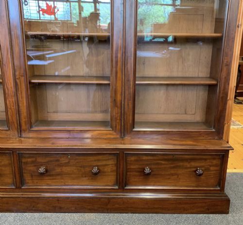 EARLY VICTORIAN 1850 MAHOGANY GLAZED BOOKCASE COMPLETE WITH KEYS - ADDITIONAL PHOTO 5