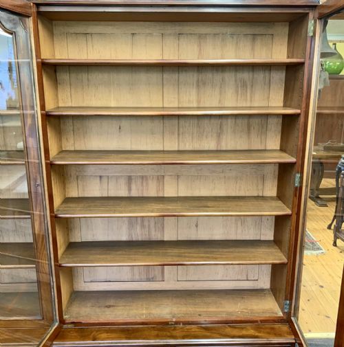 EARLY VICTORIAN 1850 MAHOGANY GLAZED BOOKCASE COMPLETE WITH KEYS - ADDITIONAL PHOTO 7