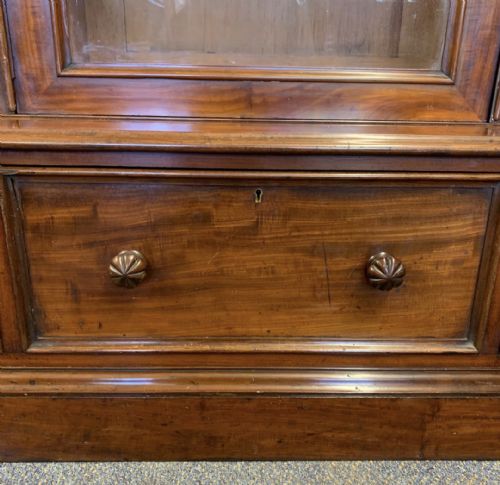 EARLY VICTORIAN 1850 MAHOGANY GLAZED BOOKCASE COMPLETE WITH KEYS - ADDITIONAL PHOTO 13