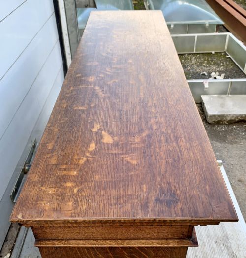 EDWARDIAN OAK GLAZED BOOKCASE COMPLETE WITH KEY - ADDITIONAL PHOTO 3