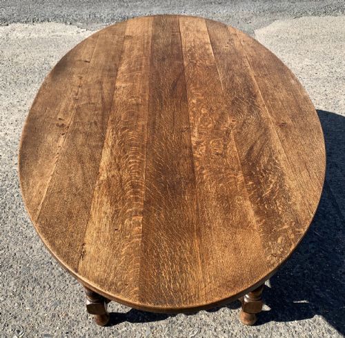 EDWARDIAN OVAL OAK TABLE WITH BARLEY TWIST LEGS AND Y STRETCHER - ADDITIONAL PHOTO 2