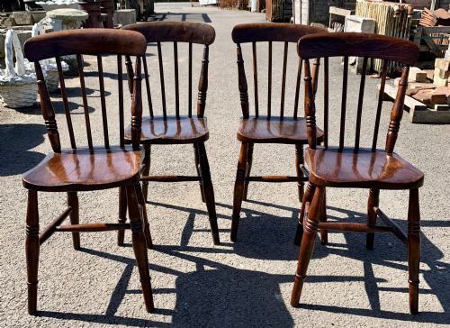 set of 4 victorian elm and beech stick back chairs - CATEGORY: ANTIQUE CHAIRS - DATED VICTORIAN