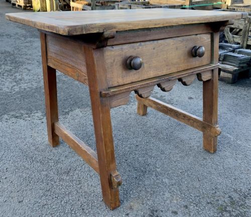19TH CENTURY FRENCH PINE KITCHEN PREPARATION TABLE WITH DRAWER - ADDITIONAL PHOTO 5