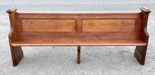 victorian pitch pine pew with 2 bible or prayer book boxes to the back - CATEGORY: ANTIQUE FURNITURE - DATED VICTORIAN