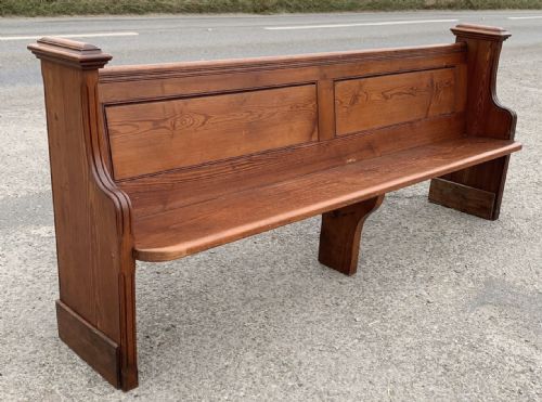 VICTORIAN PITCH PINE PEW WITH 2 BIBLE OR PRAYER BOOK BOXES TO THE BACK - ADDITIONAL PHOTO 1