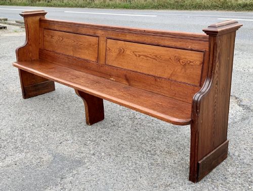 VICTORIAN PITCH PINE PEW WITH 2 BIBLE OR PRAYER BOOK BOXES TO THE BACK - ADDITIONAL PHOTO 2