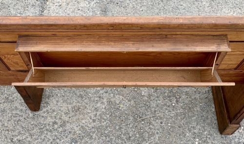VICTORIAN PITCH PINE PEW WITH 2 BIBLE OR PRAYER BOOK BOXES TO THE BACK - ADDITIONAL PHOTO 7