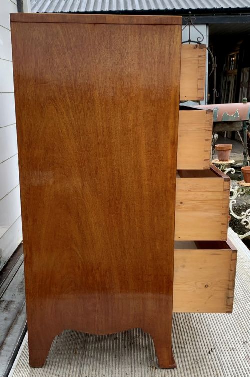 GEORGIAN MAHOGANY CHEST OF DRAWERS WITH BOXWOOD INLAY ORIGINAL BRASS HANDLES AND BRACKET FEET - ADDITIONAL PHOTO 8