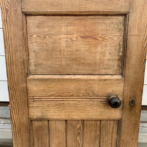 VICTORIAN PITCH PINE DOOR WITH ORIGINAL LEAD LIGHT PANEL 1ST CLASS - ADDITIONAL PHOTO 2