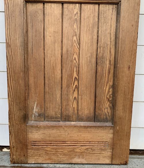 VICTORIAN PITCH PINE DOOR WITH ORIGINAL LEAD LIGHT PANEL 1ST CLASS - ADDITIONAL PHOTO 3