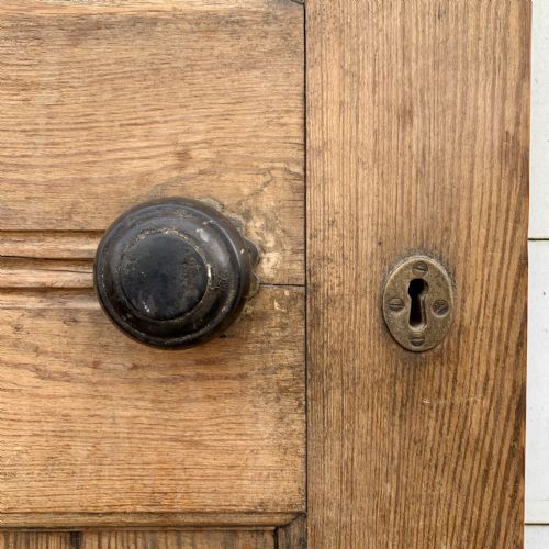 VICTORIAN PITCH PINE DOOR WITH ORIGINAL LEAD LIGHT PANEL 1ST CLASS - ADDITIONAL PHOTO 4
