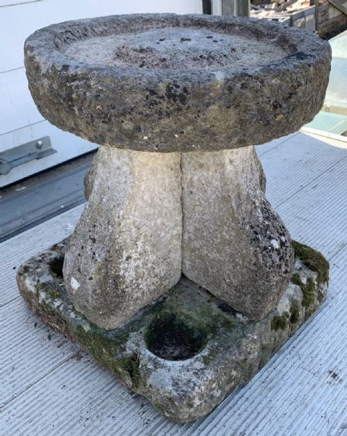 circa 1900 hand carved stone bird bath - CATEGORY: ANTIQUE MISCELLANEOUS - DATED 1900