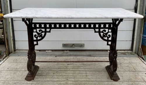 victorian cast iron table with marble top sold - CATEGORY: ANTIQUE TABLES - DATED VICTORIAN
