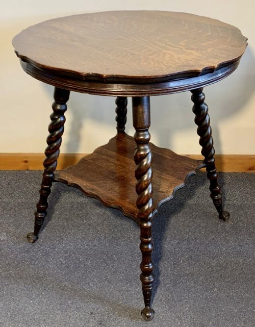1920s oak occasional table on barley twist legs with cast iron feet in the form of an eagle holding a glass ball - CATEGORY: ANTIQUE TABLES - DATED 1920