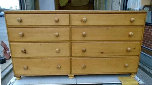 large victorian pine 8 drawer chest with a complete set of original turned knobs - CATEGORY: ANTIQUE CHEST OF DRAWERS - DATED VICTORIAN