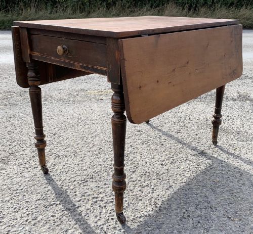 victorian pine drop flap table with drawers at both ends - CATEGORY: ANTIQUE TABLES - DATED VICTORIAN