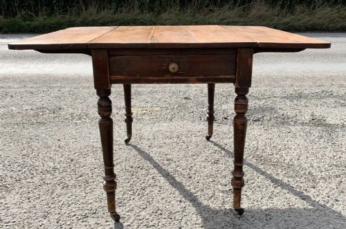 VICTORIAN PINE DROP FLAP TABLE WITH DRAWERS AT BOTH ENDS - ADDITIONAL PHOTO 4