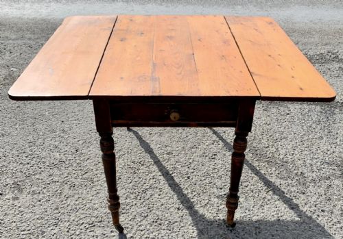 VICTORIAN PINE DROP FLAP TABLE WITH DRAWERS AT BOTH ENDS - ADDITIONAL PHOTO 7