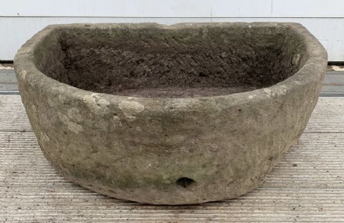 19th century sandstone d end trough - CATEGORY: ANTIQUE MISCELLANEOUS - DATED 19TH CENTURY