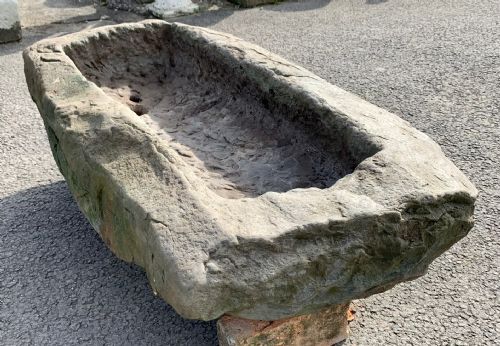 19TH CENTURY ROUGH HEWN STONE TROUGH SOLD - ADDITIONAL PHOTO 4