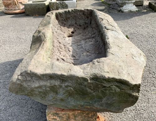 19TH CENTURY ROUGH HEWN STONE TROUGH SOLD - ADDITIONAL PHOTO 5
