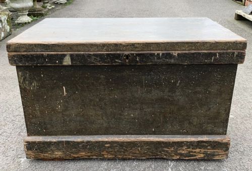 circa 1880 pine carpenters tool box in original green paint - CATEGORY: ANTIQUE CHESTS - DATED 1880