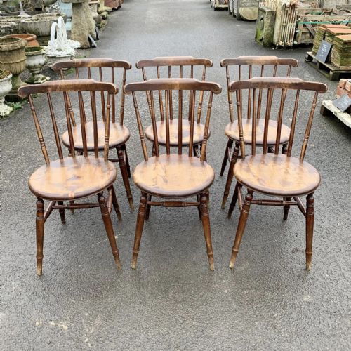 circa 1900 set of 6 penny seat beech chairs - CATEGORY: ANTIQUE CHAIRS - DATED 1900