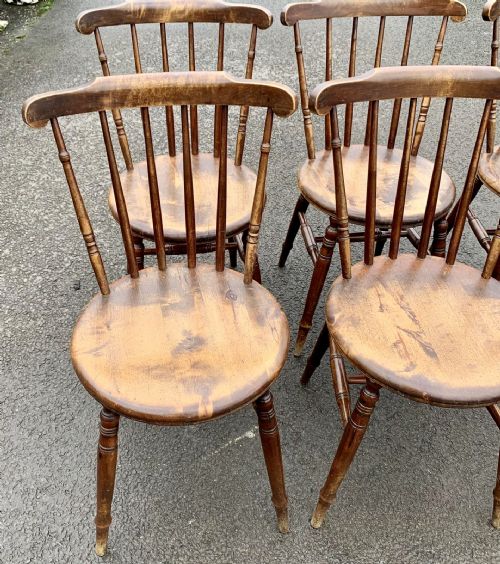 CIRCA 1900 SET OF 6 PENNY SEAT BEECH CHAIRS - ADDITIONAL PHOTO 1