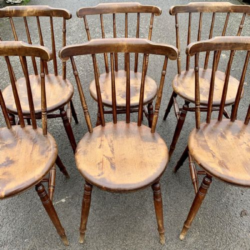 CIRCA 1900 SET OF 6 PENNY SEAT BEECH CHAIRS - ADDITIONAL PHOTO 2