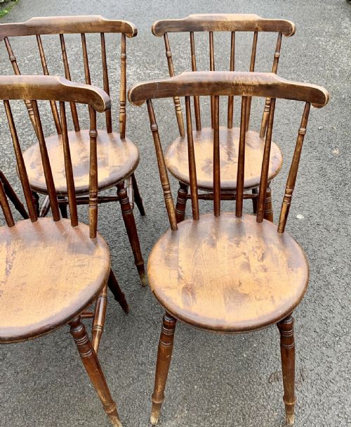 CIRCA 1900 SET OF 6 PENNY SEAT BEECH CHAIRS - ADDITIONAL PHOTO 3