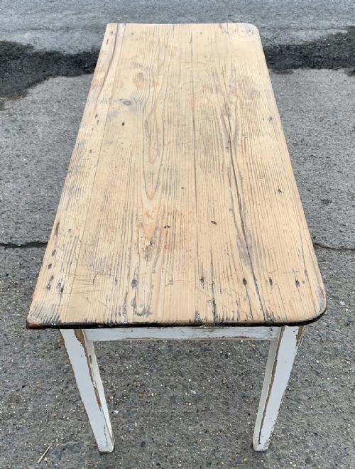 VICTORIAN PINE SERVING OR SIDE TABLE WITH 2 DRAWERS - ADDITIONAL PHOTO 1