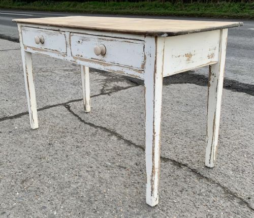 VICTORIAN PINE SERVING OR SIDE TABLE WITH 2 DRAWERS - ADDITIONAL PHOTO 4