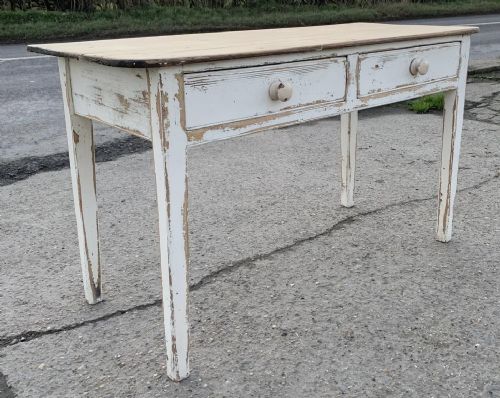 VICTORIAN PINE SERVING OR SIDE TABLE WITH 2 DRAWERS - ADDITIONAL PHOTO 5