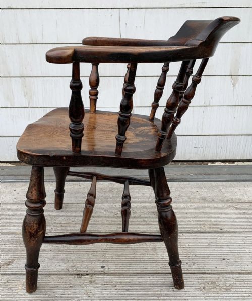 VICTORIAN ELM AND BEECH SMOKERS BOW CHAIR - ADDITIONAL PHOTO 4