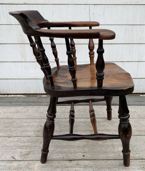 VICTORIAN ELM AND BEECH SMOKERS BOW CHAIR - ADDITIONAL PHOTO 5